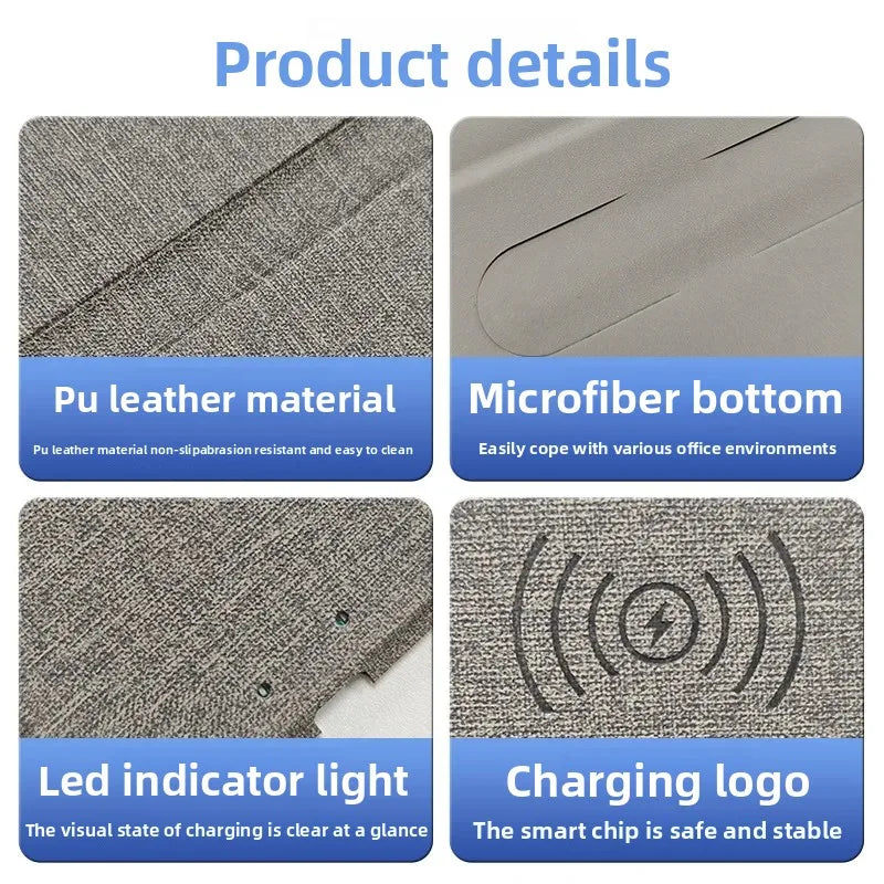 Cross-Border New Wireless Charging Mouse Pad Multifunctional Foldableing Stand 15W Mobile Phone Fast Charging Office Mouse Pad